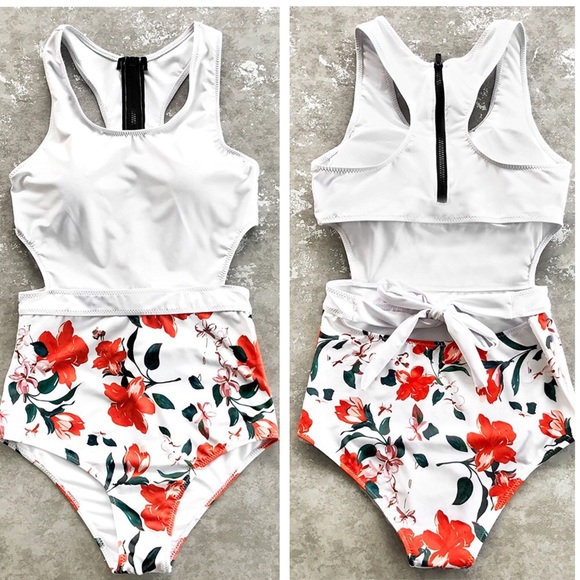 Swim Nwt Lilies Print Tank Top Onepiece Swimsuit Poshmark